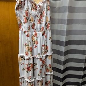 J for Justify White and Pink Floral Maxi Dress